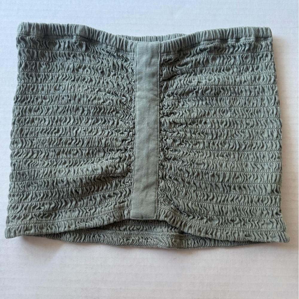 American Eagle Outfitters Olive Smocked Tube Top